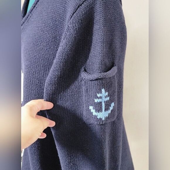 Crazy Horse Liz Claiborne Heavy Knit Coastal Sweater Full Front Zipper Size 2X - Picture 4 of 10